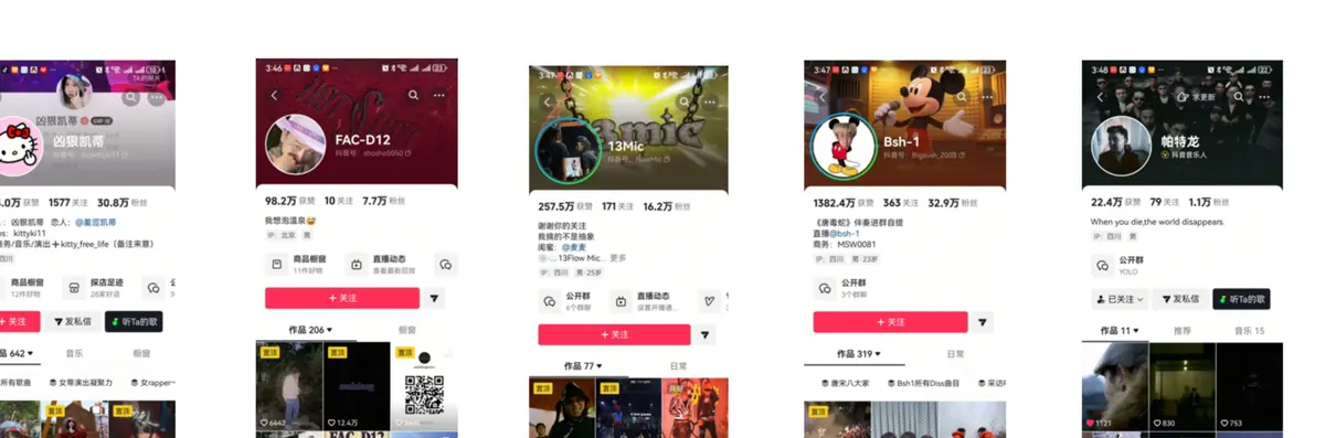V2CONO 合作艺人账号案例下排